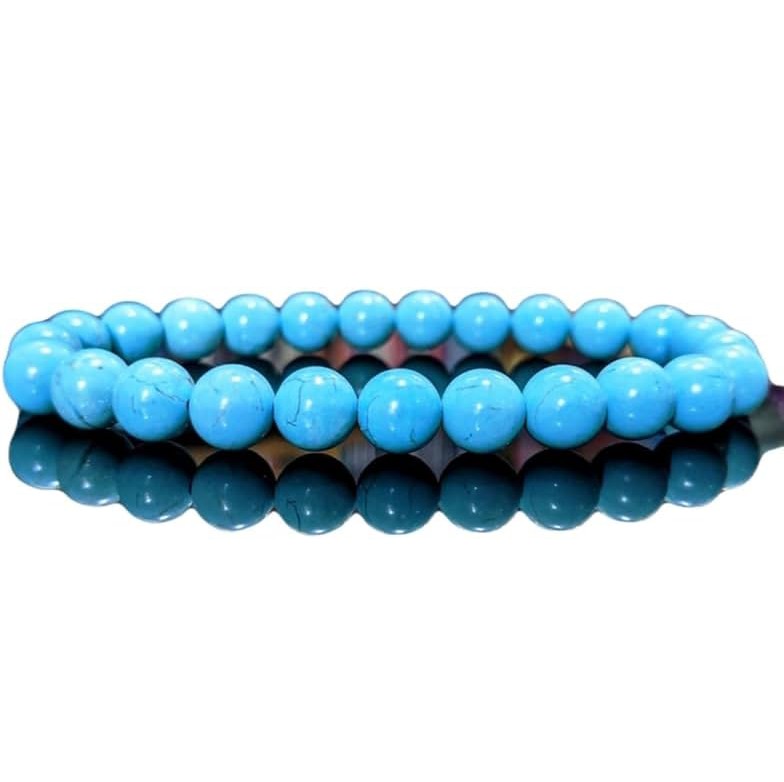 R10-Natural Turquoise Beaded Bracelet 8mm Stretch Bracelet for Women and Men