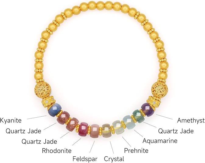 N500P-Sterling Silver Multi Color Crystal Beaded Bracelet Stretch Bracelet