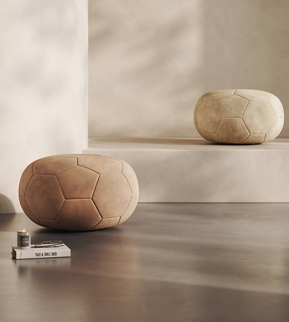 Italian full frosted leather football shoe changing stool bedroom dressing room