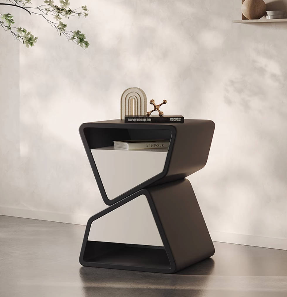 Italian simple bedside table designer medieval patent cream style modern minimalist